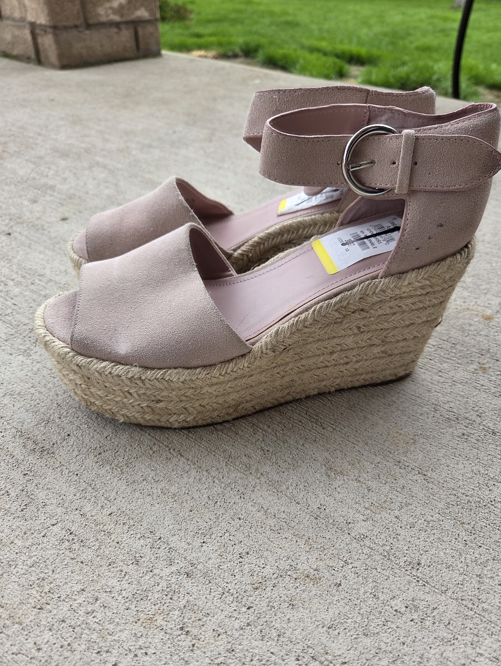 Marc Fisher LTD Alita platform espadrille wedge sandals Sz 10 Pink